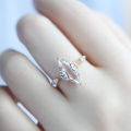 Original design horse eye diamond retro white crystal light luxury noble cut sparkling women's opening adjustable ring. 
