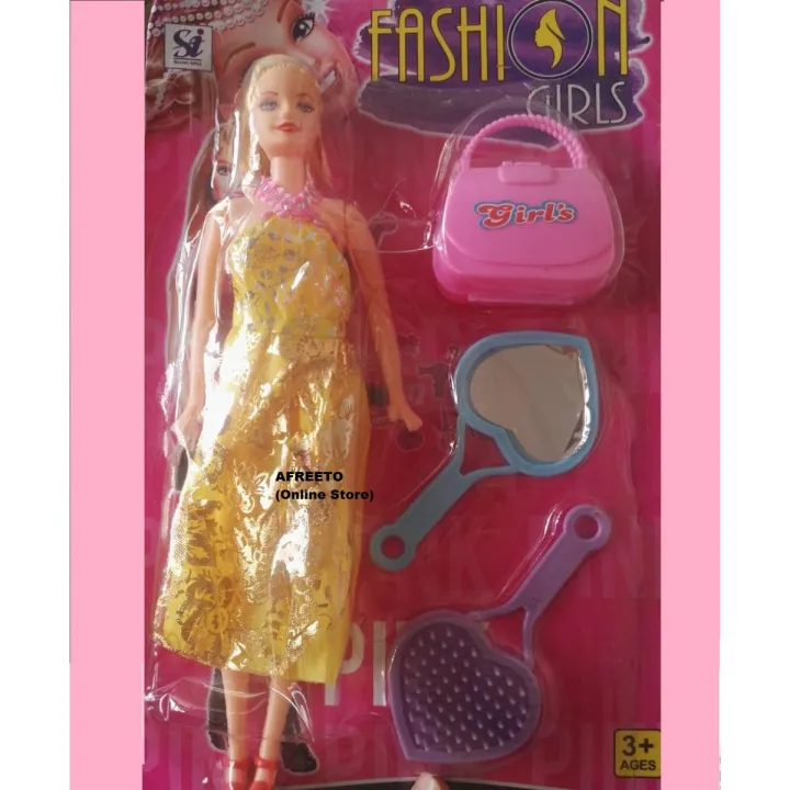 Doll set for girls - Doll with Purse and Hair Brush Set