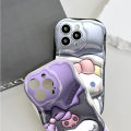 Hontinga for Xiaomi Poco M6 Pro Back Cover 3D Kuromi Melody Print Cream Texture Phone Case Wavy Edge Soft Silicone Cover. 