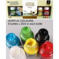 Acrylic Painting Colors - 6 basic colour acrylic paint in bottle 25ml in each. 