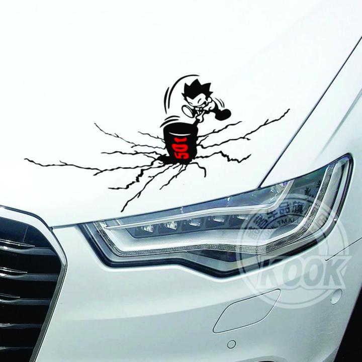 Funny Creative Car Stickers CUSTOMIZED 50t Hammer Beating With Cracks Car Decal Rear Stickers Sledge Hammer Cracks