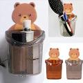 Teddy Bear Tooth Brush Holder for Bathroom Wall Mounted Self Adhesive Tooth Paste Brush Stand for Wash Basin Plastic. 