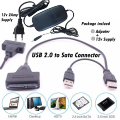 Dual USB SATA to USB 3.0 Adapter Cable for 2.5 or 3.5 Inch External SSD HDD with Optional 12V 2A Power Supply. 