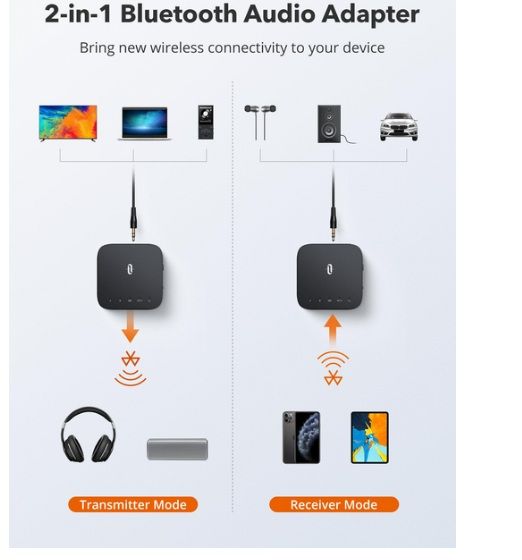 Taotronics%20TT-BA09%20Pro%202%20in%201%20Bluetooth%205.0%20Wireless%202in1%20TX%20RX%20Transmitter%20Receiver%20Adapter%20aptX%20LL%20Low%20Latency%20Dual%20Link%20Audio%20Streaming%20Support%20SPDIF%20Digital%20Optical%20Fiber%20TOSLINK%203.5mm%20AUX%20RCA%20for%20Home%20Audio%20System%20Speakers%20Amplifiers%20Samsung%20TV%20LED%20-%20Image%205
