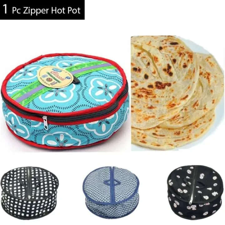 Steel Roti Keeper Premium Zipper Roti Cover | Hot and Fresh Roti Keeper Insulated Chapati ...
