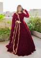 Pearls Maxi Dresses For Girls - Maxi Dresses For Girls Fancy - Dress For Girls - Wedding Dresses For Girls - Dresses For Women - Dresses - 3-Piece Dresses For Girls - Front and Back Pearls Work Long Flare Maxi Featuring Exquisite Lace Work And Beautiful. 