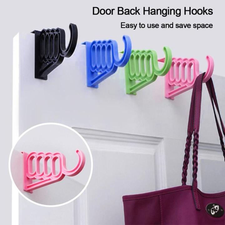 Room Decoration Items 4 Hole Durable Plastic Door Hangers For Clothes Over Door Hanger Hooks For Hanging Home Accessories For Hanging Coat Clothes Towels Small Bag Hanger -1Pc