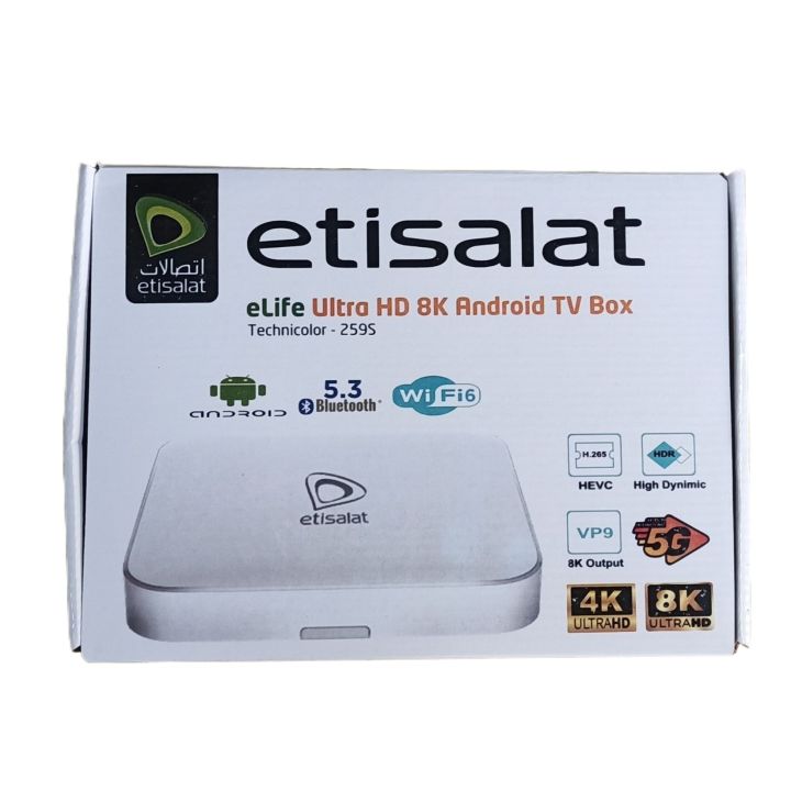 Etisalat Android Tv Box - Android 7 - 2Gb 8Gb -Smart Ultra Hd Video Support Branded Refurbished Box