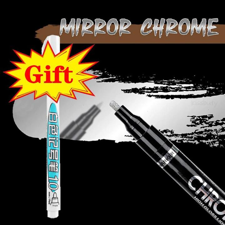 【HOT】 Metallic Mirror Silver Marker Pen Art Paint Markers Liquid Chrome Silver Pens Waterproof Reflective Metal Effect Craftwork Pen