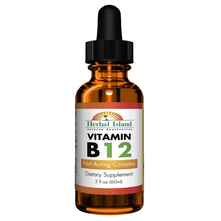 Herbal Island B12 Vitamin Liquid 30ml Drops - Fast Acting Complex  Bottle