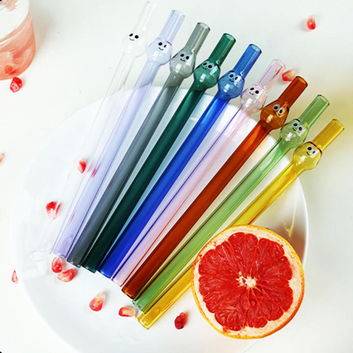 High Borosilicate Glass Borosilicate Heat Resistant Straws Good Light Transmission 9 Colors Big Eye Glass Straw Transparent