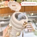 500ml Rabbit Ear Plastic Water Bottle Fancy and Stylish Water Bottles for Girls Bunny Water Bottle for School and Gym, Student Bottle with Straw and Cup Cover. 