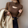 Yfashion Women Half Turtleneck Sweater Knitted Bottoming Shirt  Fit Solid Color Long Sleeves Tops color. 