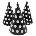 Black Polka Dot Caps - Party Caps - Black - Unisex - Black Themed Party - Pack Of 10. 