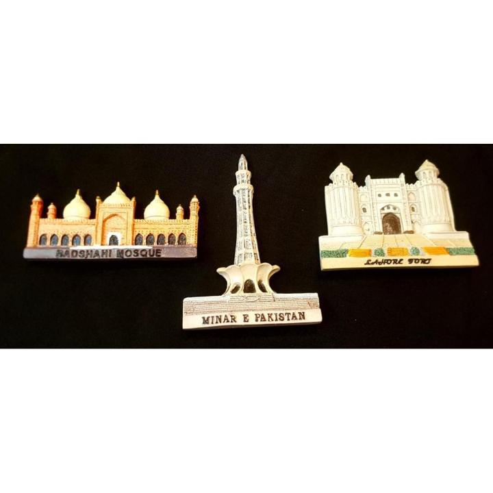 Handmade Pakistani LAHORE Monuments Fridge Magnets  ( SET OF 3 )