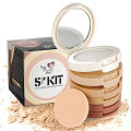 5 Color Kit - 5 In 1 Compact Face Powder - Face Loose Finishing FacePowder Makeup. 