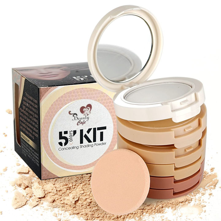 5 Color Kit - 5 In 1 Compact Face Powder - Face Loose Finishing FacePowder Makeup