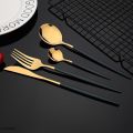 24pcs Gold & Black Gold Dinnerware Set Western 304 Stainless Steel Tableware Set Knife Fork Spoon Luxury Flatware Kitchen Set  Dishwasher Safe. 