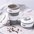 Techmanistan Random Color Reusable Collapsible Coffee Cup with Lid, Folding Silicone Portable Travel Mug, Telescopic Drinking Collapsible Coffee Mug, Leak-proof Coffee Mug. 