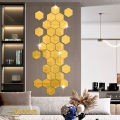 Evento Acrylic Mirror Hexagon 3d Wall Sticker Sets Decore Art Hexagonal Design Decoration For Home Decor Living Bed Room And Offices And For Gifts Piece Item Silver Golden Black (12 pieces). 
