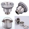Kitchen Sink Waist Drainer Assembly, Single Double Sink Drain with Overflow Pipe 1/2 Inch Strainer Kit Removable Strainer Basket Sink Stopper Sealing Lid, Stainless Steel Sink Drain Hole Kitchen Sink Drainer Wire Drain Filter Sewer bucket coupling SS 304. 