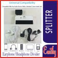 Earphone/Headphone 3.5mm Audio Splitter/Divider Dual Audio Line Headset Jack Earphone Splitter One In Two Couples Lovers Adapter For MP3 MP4 Portable Media Player 3.5mm. 