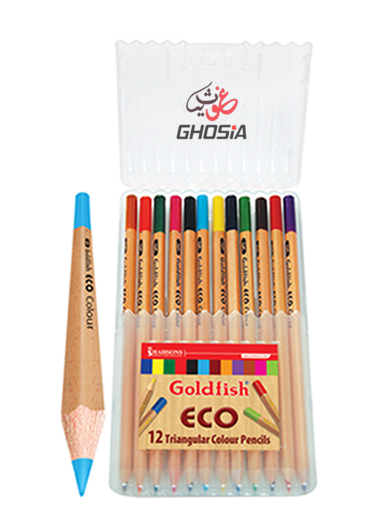 Goldfish Eco Triangular Full Size Set of 12 Beautiful Colors With Full Plastic Casing Packaging – 1953