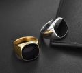 Pack of 2 Rings _2pc Black & Silver Titanium Men's Ring Never Fade Band Ring For Boys & Girls. 