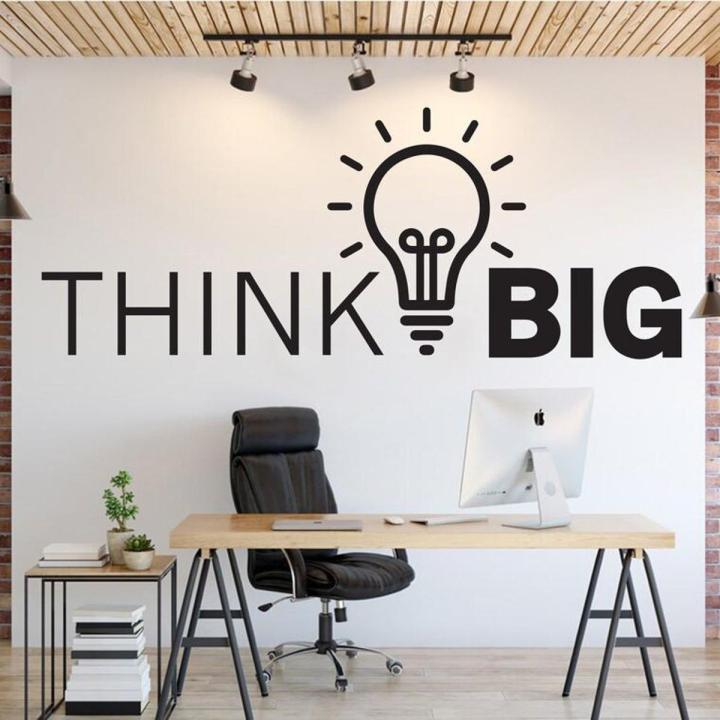 WallsArt Store Think Big Office Wall Vinyl Decal Think big with light bulb office stickers Office Wall Art Gifts Home Office Quote Teamwork Business