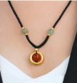 Vietnam sand gold hoop red bean necklace antique dragon pattern peace buckle pendant sand gold transfer beads for men and women wholesale. 
