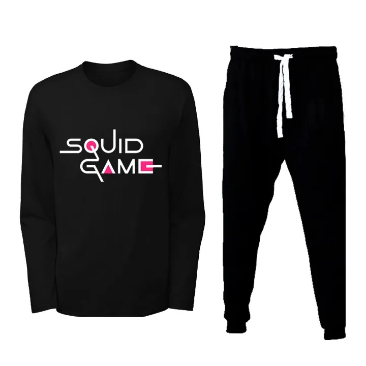 Black%20Squid%20Game%20Printed%20Full%20Sleeves%20T%20shirt%20And%20Trouser%20Casual%20Cotton%20Sports%20Wear%20Plain%20Trousers%20Summer%20Arrival%20For%20Men%20-%20Image%202