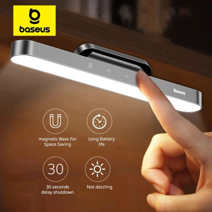 Baseus LED Desk Lamp, Rechargeable Emergency Night Light, Under Cabinet Light for Study/ Computer/ Kitchen