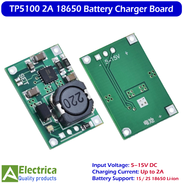 TP5100%205-15V%202A%20Lithium%20Battery%20Charger%20Module%20for%2018650%20Li-ion%20Cells,%20Fast%20Charging%20Protection%20Circuit%20Board%20by%20Electrica%20-%20Image%206