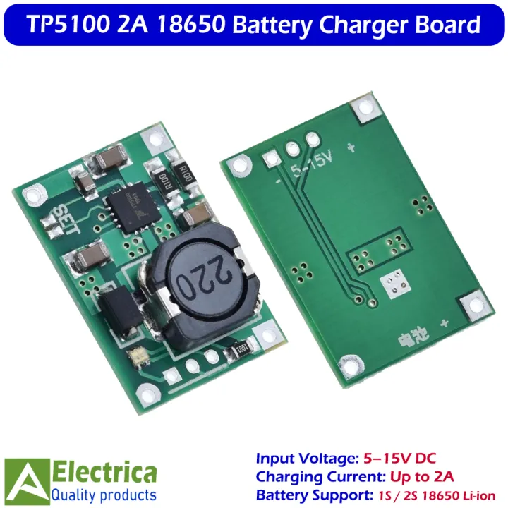 TP5100%205-15V%202A%20Lithium%20Battery%20Charger%20Module%20for%2018650%20Li-ion%20Cells,%20Fast%20Charging%20Protection%20Circuit%20Board%20by%20Electrica%20-%20Image%206