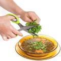 Multi-Functional Stainless Steel Kitchen Knives 5 Layers Scissors for Kitchen use Cut Herb Spices Cooking Tools Vegetable Leaf Scissor and Cutter with Cleaning Brush (Multicolor). 