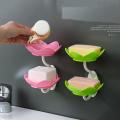 【FUN LIVE】 Flower Shape Double Layer Soap Box Drain Soap Holder Box Bathroom Shower Soap Holder Dish Storage Plate Tray Bathroom Supplies Bathroom Gadgets. 