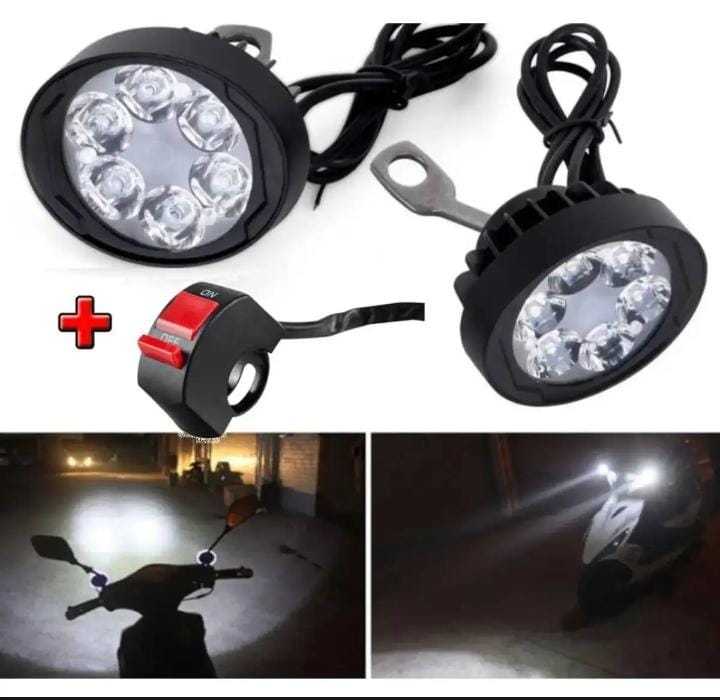 2 pc 6 LED Headlight Assist Lamp For Motorcycle Motorbike Bike Universal CD70 CG125