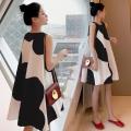 Maternity dress korean version plus size women's dress summer loose fat mm sleeveless midi length. 