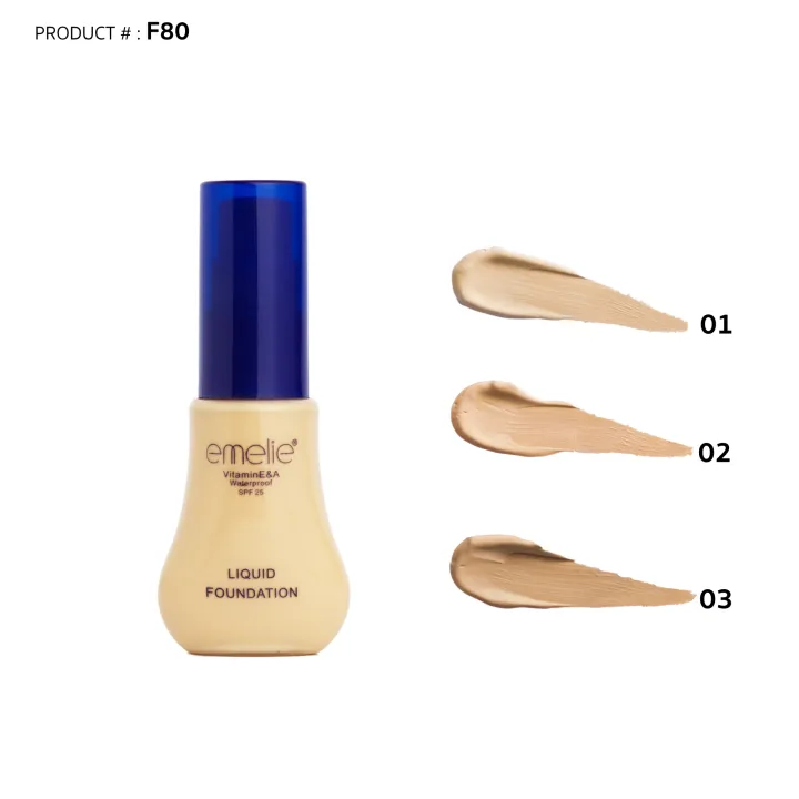 Emelie Liquid Foundation Makeup Long-Lasting Full Coverage Face Base for All Skin Types