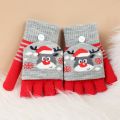 Convertible Gloves Winter Half Finger Mittens Stretchy Knit Fingerless Gloves with Mitten Cover for Kids Teens Christmas F3MD. 
