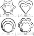 12PCS Cookie Cutters, Heart Star Circle Flower Shaped Mould Cookie Pastry Fruit Cutters, Stainless Steel Decorating Mold. 