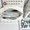 Polyester Pencil case Adorable 23*6*10cm Black/Beige Korean stationery Puffs Pen case for Students Office Artists Organizing Travel. 
