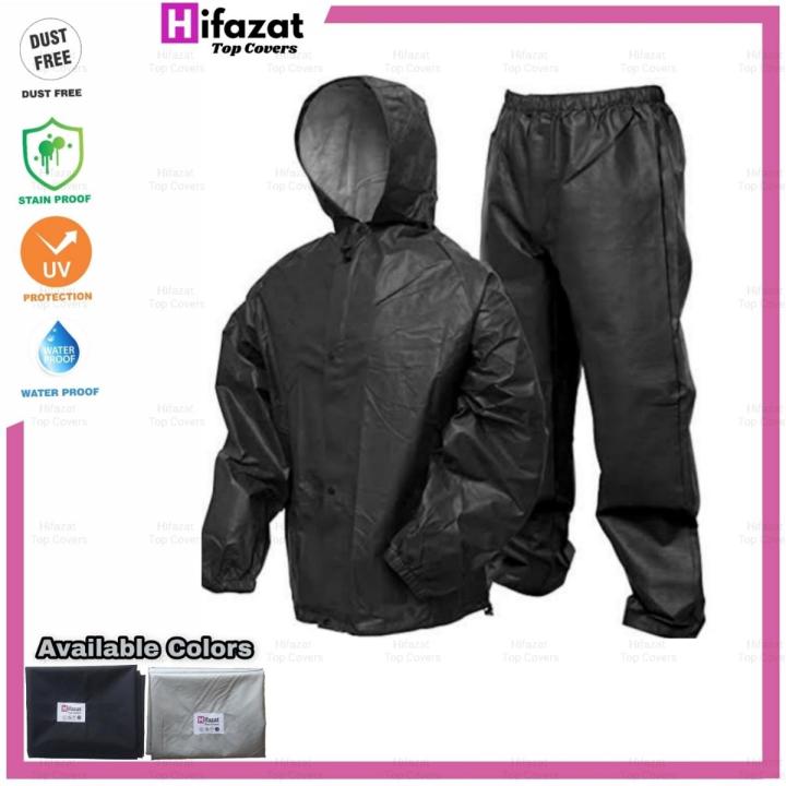 100% Waterproof Rain Suit ( With Trouser ) By Hifazat  - Enjoy Rainy Season - Lite Rain Suit Used While Riding Motorcycle Travelling Camping Hiking Fishing Waterproof Rain Suit for Bike Men Rain Coat Wear Rain Cover Portable Track Suit