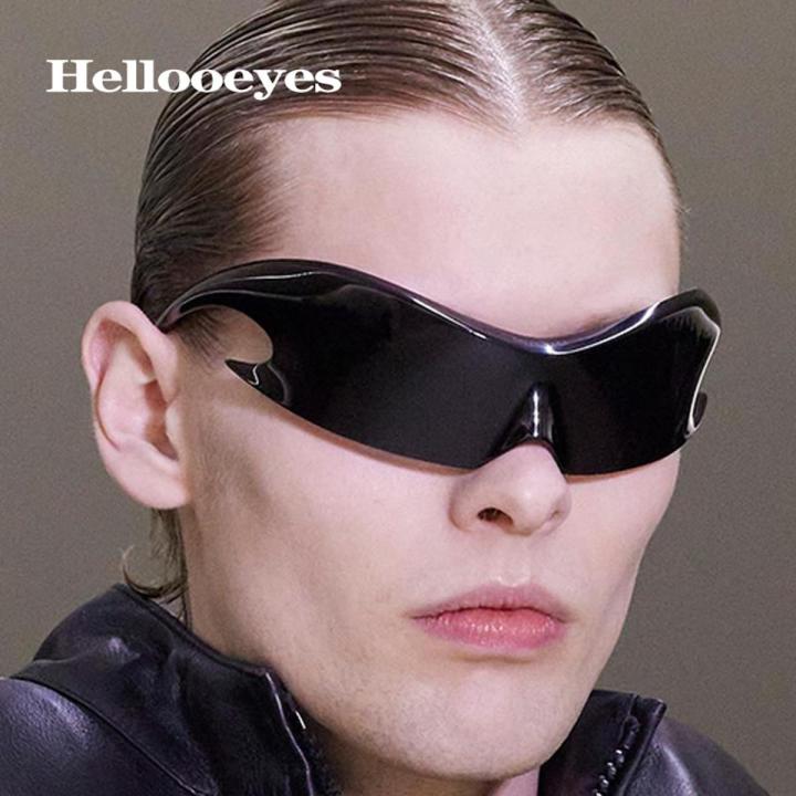 Luxury Brand Sport Punk Y2K Sunglasses Women Men 2023 Unique Goggle One Piece Sun Glasses For Male Silver Hip Hop Shades UV400