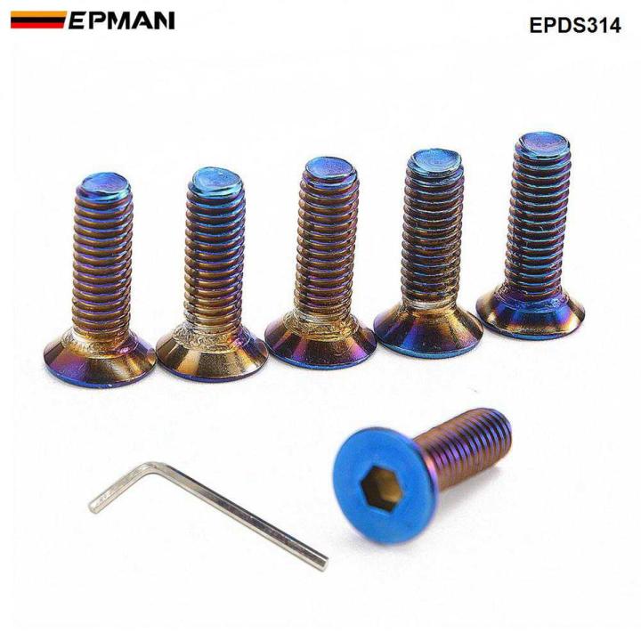 Epman 6Pcs Burnt (Neochrome) m5 Steering Wheel Bolt Screw Kit Fit steering wheel Works Bell Boss Kit EPDS314 EPDS315（countersunk）