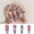 Heart shape long coffin nails for girls/womens. 