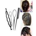 Hair Styling Tool Kit - 4PCS Hair Disk Pull Hair Pins Clips Comb  - Black. 