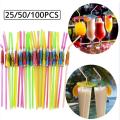 Disposable Umbrella Straws - Party Drinking Straw with Paper Umbrella. 