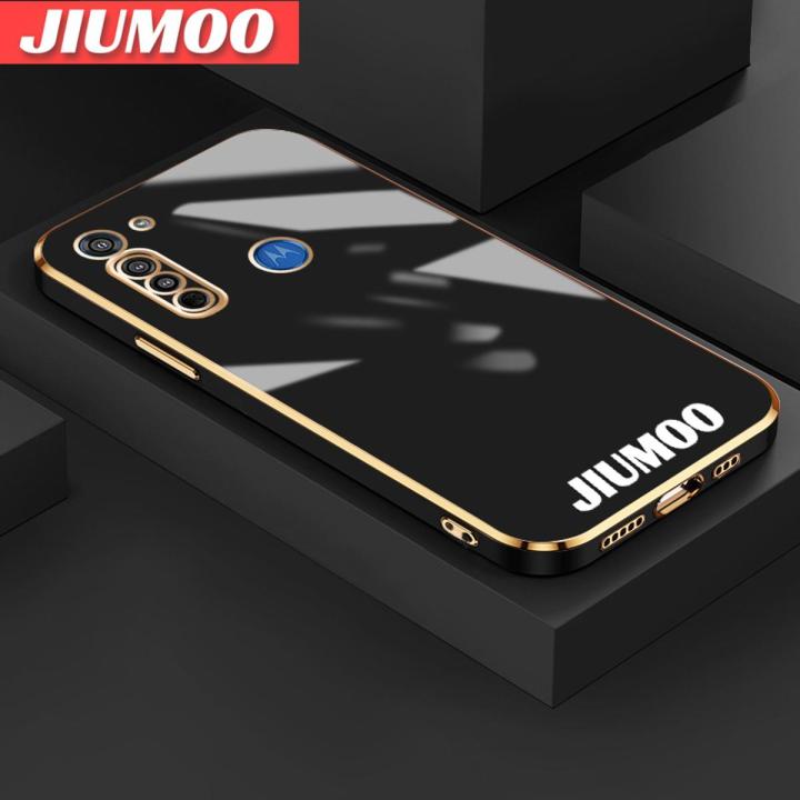 JIUMOO For MOTOROLA E8 Case Simple Square Plating Soft Silicone Edge Phone Case Full Cover Lens Camera Protector Cases Back Cover Casing Softcase For Girls