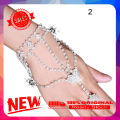 【Top mobile】Bridal Wedding Crystal Rhinestone Slave Bracelet Wristband Harness & Ring Cuff. 